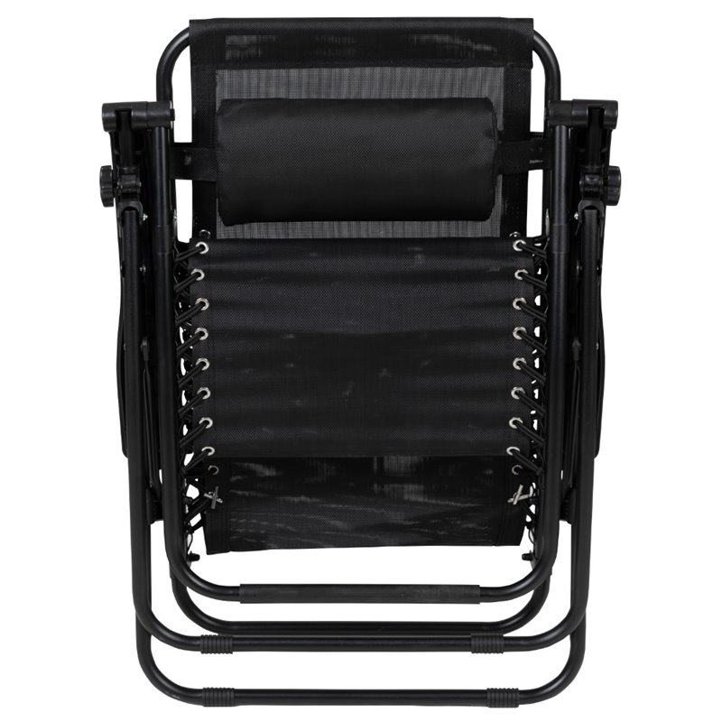 Flash Furniture Adjustable Mesh Zero Gravity Lounge Chair in Black (Set of 2)