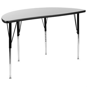 Flash Furniture 31&quot x 24&quot x 48&quot Demilune Wood Adjustable Activity Table in Gray