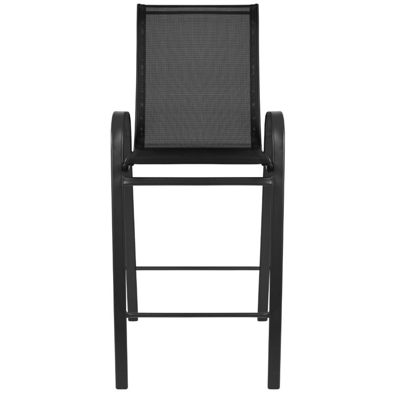 Flash Furniture Stackable Flex Comfort Patio Bar Stool in Black (Set of 2)
