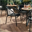 Flash Furniture Stackable Rattan Curved Back Dining Chair in Black (Set of 2)