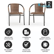 Flash Furniture Stackable Rattan Curved Back Dining Chair in Brown (Set of 2)