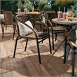 Flash Furniture Stackable Rattan Curved Back Dining Chair in Brown (Set of 2)