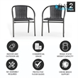 Flash Furniture Stackable Rattan Curved Back Dining Arm Chair in Gray (Set of 2)