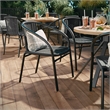 Flash Furniture Stackable Rattan Curved Back Dining Arm Chair in Gray (Set of 2)