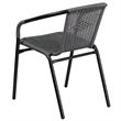 Flash Furniture Stackable Rattan Curved Back Dining Arm Chair in Gray (Set of 2)