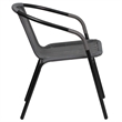 Flash Furniture Stackable Rattan Curved Back Dining Arm Chair in Gray (Set of 2)