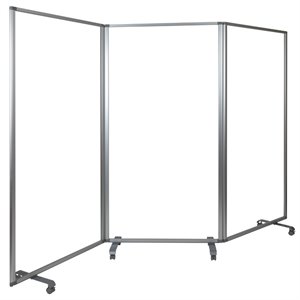 Flash Furniture 3 Panel 72&quot x 36&quot Transparent Plastic Mobile Partition