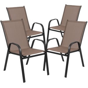 Flash Furniture Brazos Series Brown Outdoor Stack Chair (Set of 4)