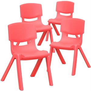 Flash Furniture 12&quot Plastic Stackable Preschool Chair in Red (Set of 4)