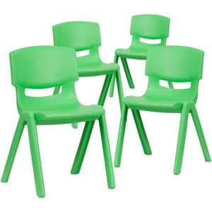Flash Furniture 13.25&quot Plastic Stackable School Chair in Green (Set of 4)