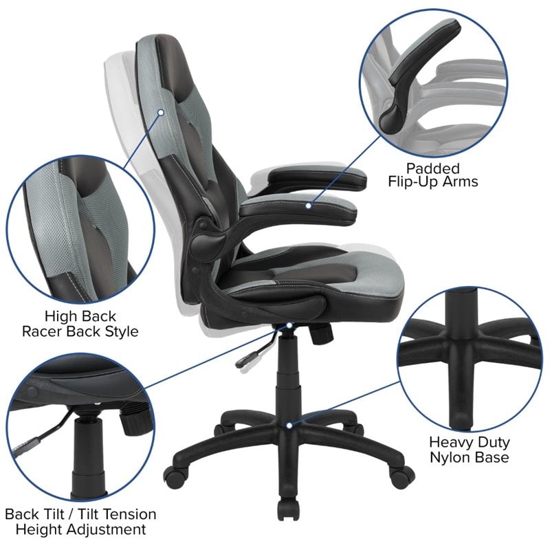 Flash Furniture 2 Piece Z-Frame Gaming Desk Set in Red and Gray