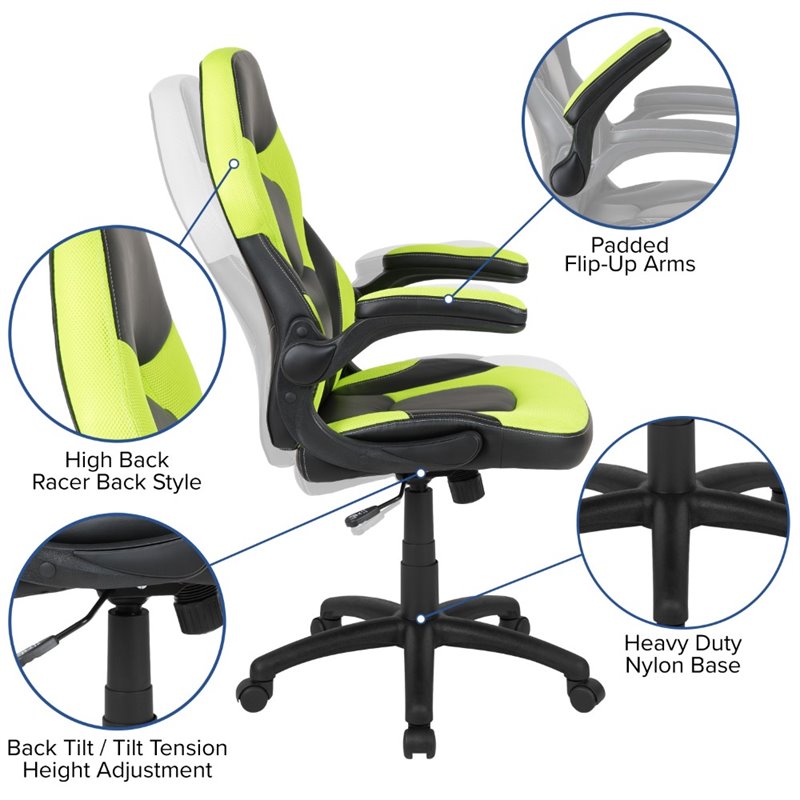 Flash Furniture 2 Piece Gaming Desk Set with Monitor Stand in Black and Green