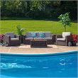 Flash Furniture 4 Piece Faux Rattan Patio Sofa Set in Chocolate Brown