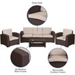 Flash Furniture 4 Piece Faux Rattan Patio Sofa Set in Chocolate Brown