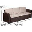 Flash Furniture 4 Piece Faux Rattan Patio Sofa Set in Chocolate Brown
