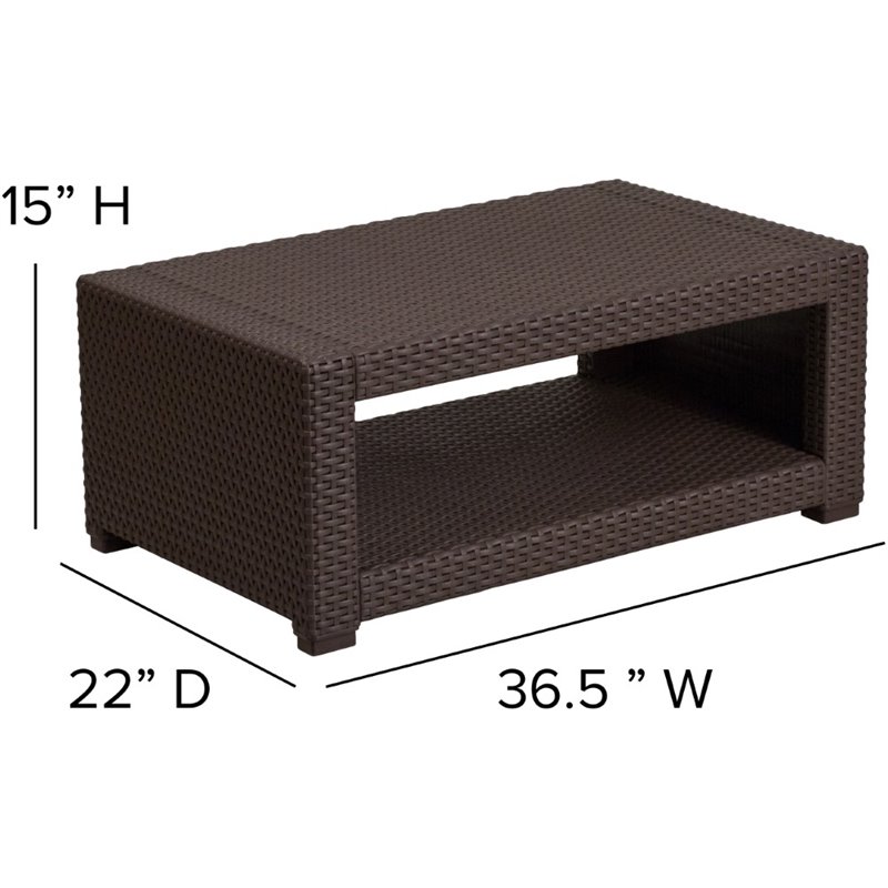 Flash Furniture 4 Piece Faux Rattan Patio Sofa Set in Chocolate Brown