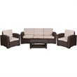 Flash Furniture 4 Piece Faux Rattan Patio Sofa Set in Chocolate Brown