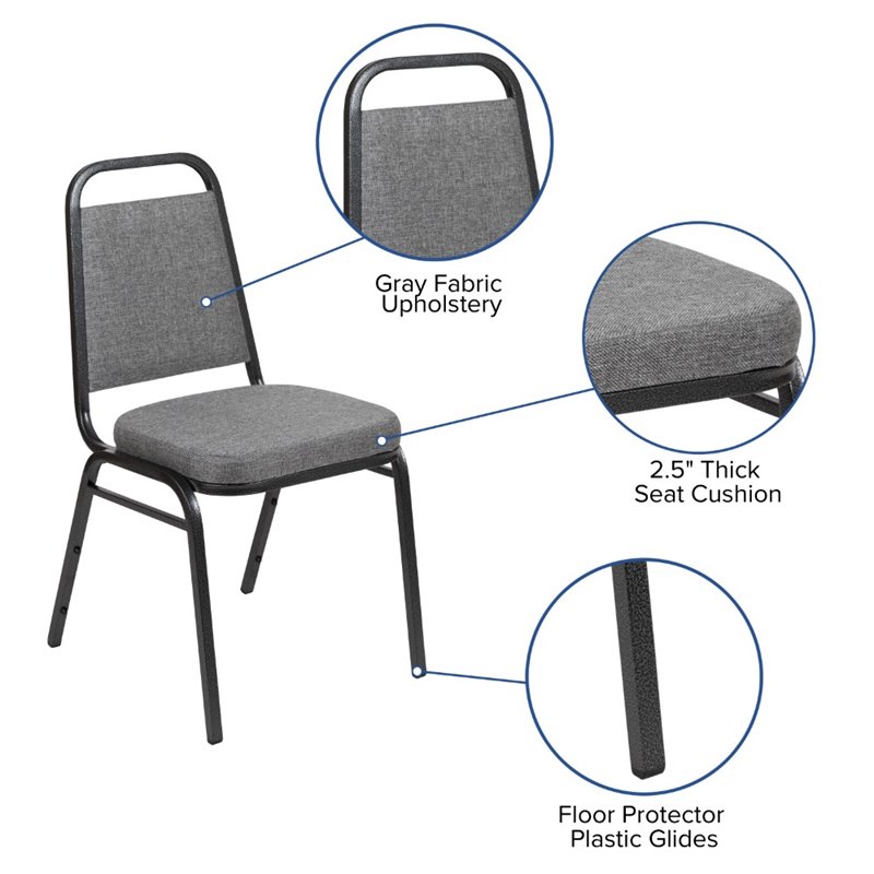 Flash Furniture Stackable Trapezoidal Back Banquet Chair in Gray and Silver