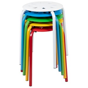 Flash Furniture 5 Piece 17.5&quot Plastic Multicolored Nesting Stack Stool Set