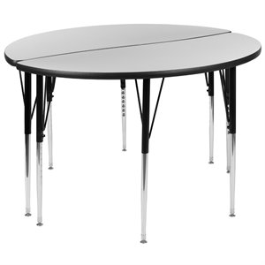 Flash Furniture 2 Piece 48&quot Round Wood Top Adjustable Activity Table in Gray