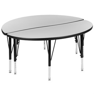 Flash Furniture 2 Piece 48&quot Round Wood Top Adjustable Activity Table in Gray