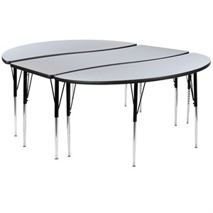 Flash Furniture 3 Piece 86&quot Oval Wave Wood Activity Table in Gray and Black
