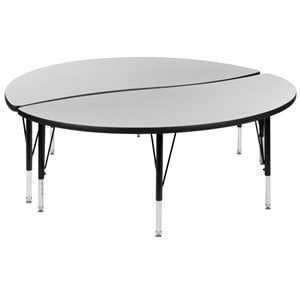 Flash Furniture 2 Piece 60&quot Oval Wood Top Adjustable Activity Table in Gray