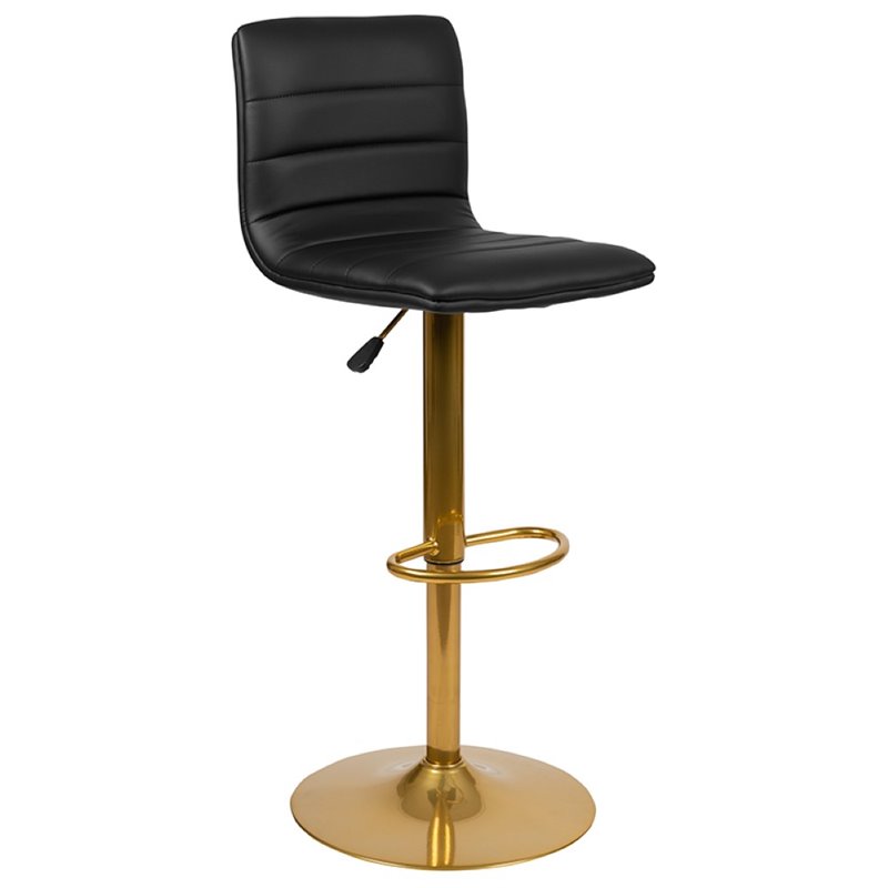 Flash Furniture Adjustable Faux Leather Bar Stool in Black and Gold (Set of 2)