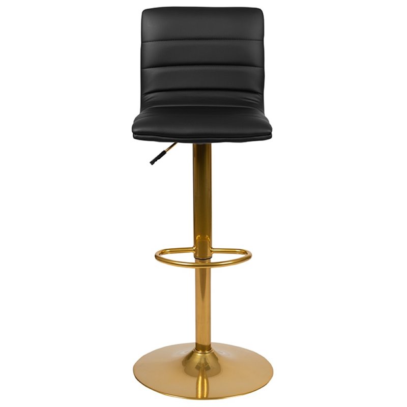 Flash Furniture Adjustable Faux Leather Bar Stool in Black and Gold (Set of 2)