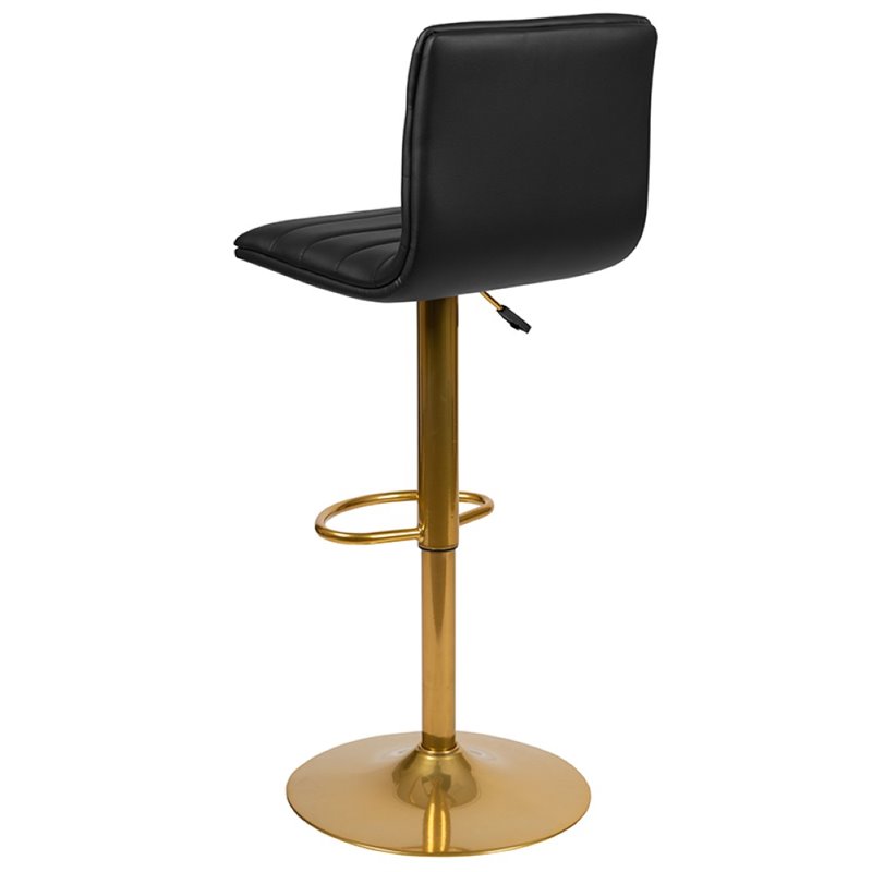 Flash Furniture Adjustable Faux Leather Bar Stool in Black and Gold (Set of 2)