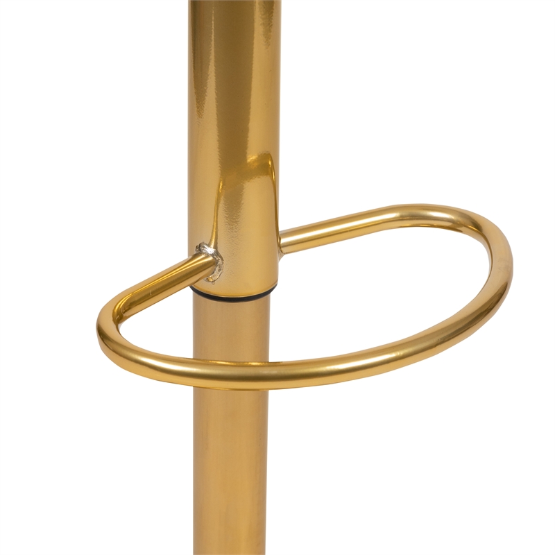 Flash Furniture Adjustable Faux Leather Bar Stool in White and Gold (Set of 2)