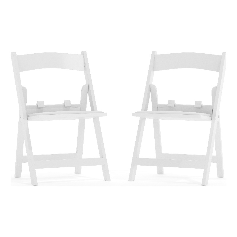 Flash Furniture Kids Resin Vinyl Padded Seat Folding Chair in White (Set of 2)