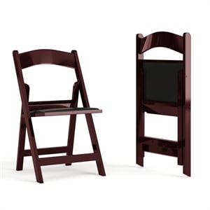 Flash Furniture Hercules Vinyl Padded Seat Folding Chair in Mahogany (Set of 2)