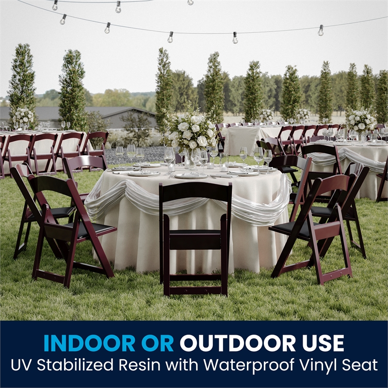 Flash Furniture Hercules Vinyl Padded Seat Folding Chair in Mahogany (Set of 2)