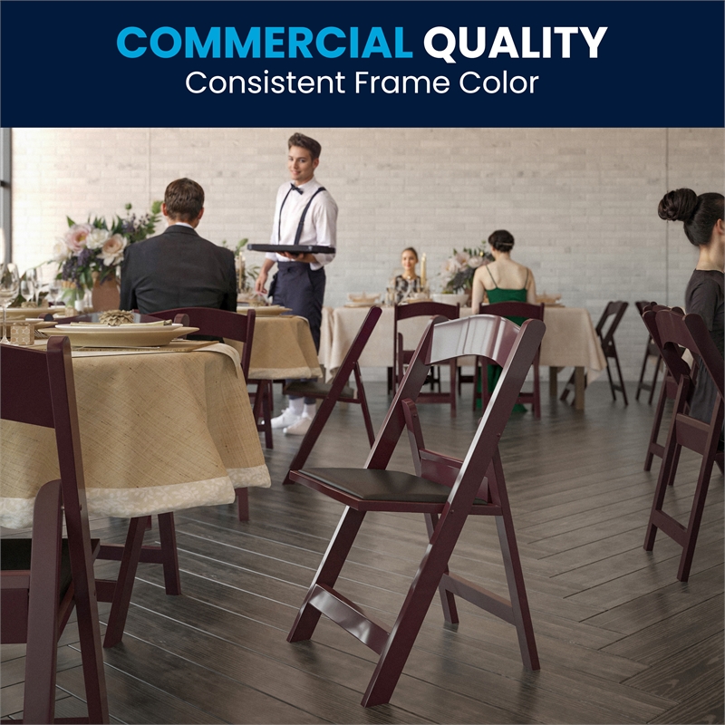 Flash Furniture Hercules Vinyl Padded Seat Folding Chair in Mahogany (Set of 2)