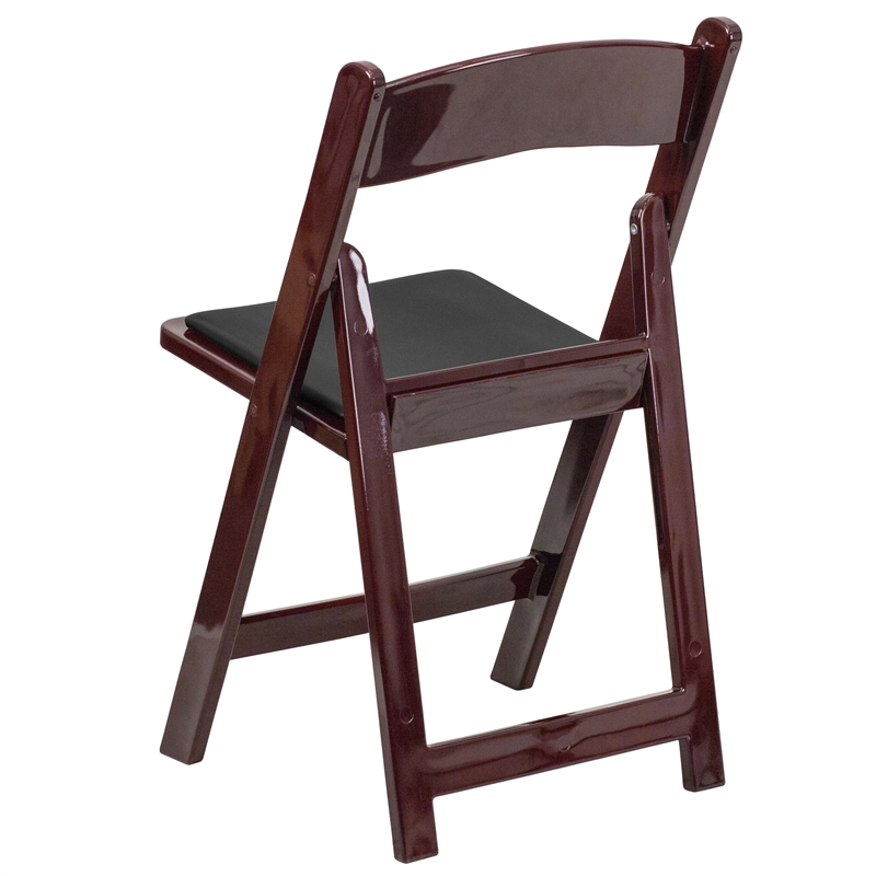 Flash Furniture Hercules Vinyl Padded Seat Folding Chair in Mahogany (Set of 2)