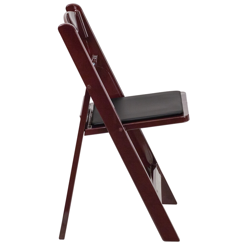 Flash Furniture Hercules Vinyl Padded Seat Folding Chair in Mahogany (Set of 2)
