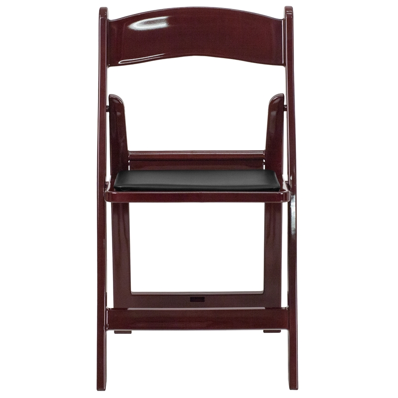 Flash Furniture Hercules Vinyl Padded Seat Folding Chair in Mahogany (Set of 2)