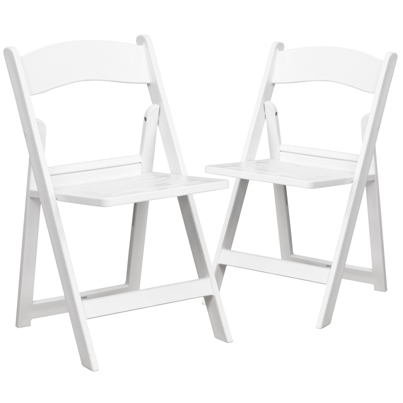 Flash Furniture Hercules Resin Folding Chair in White (Set of 2)