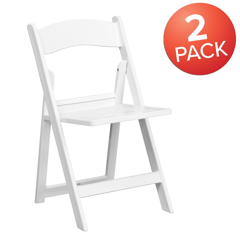 Flash Furniture Hercules Resin Folding Chair in White (Set of 2)