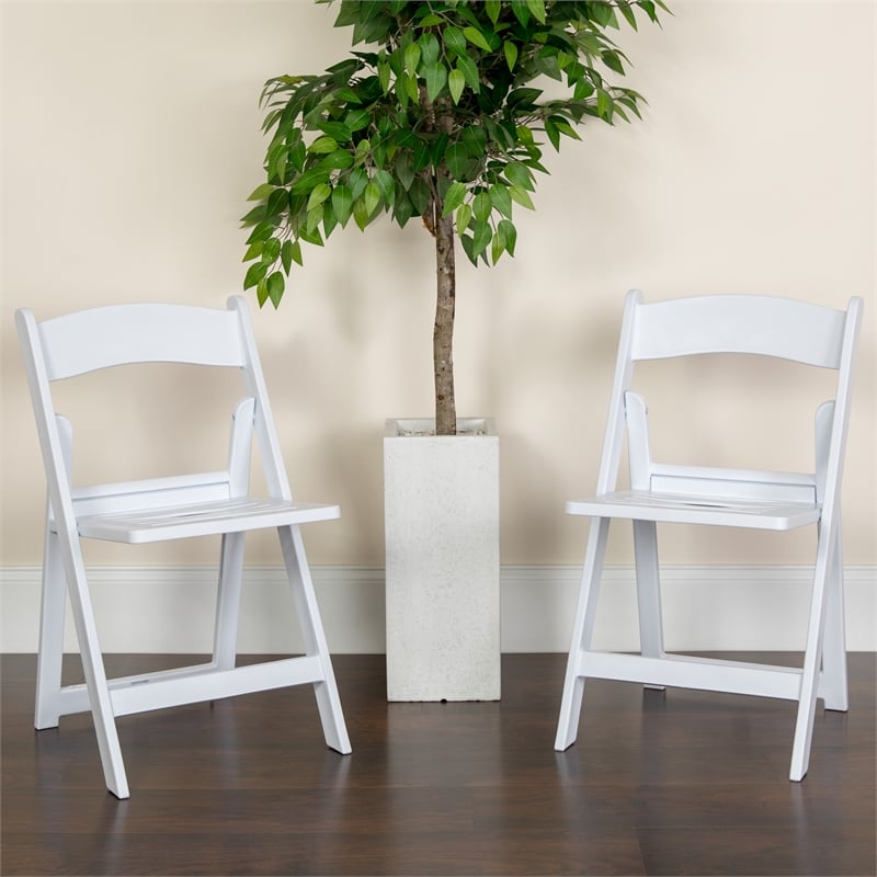 Flash Furniture Hercules Resin Folding Chair in White (Set of 2)