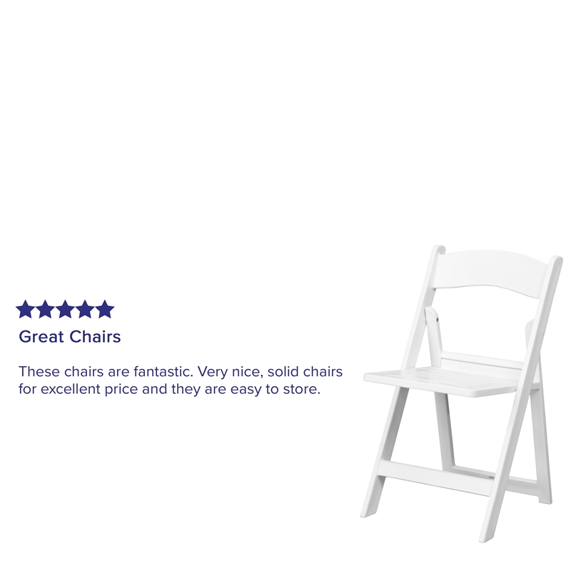 Flash Furniture Hercules Resin Folding Chair in White (Set of 2)