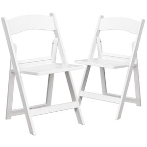 Flash Furniture Hercules Resin Folding Chair in White (Set of 2)