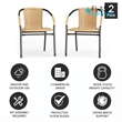Flash Furniture Rattan Stacking Restaurant Dining Arm Chair in Beige (Set of 2)