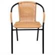 Flash Furniture Rattan Stacking Restaurant Dining Arm Chair in Beige (Set of 2)