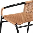 Flash Furniture Rattan Stacking Restaurant Dining Arm Chair in Beige (Set of 2)