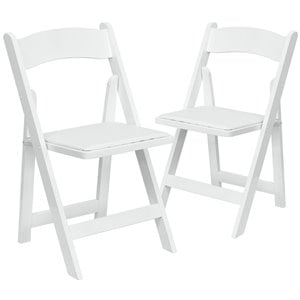 Flash Furniture Hercules Wooden Vinyl Seat Folding Chair in White (Set of 2)