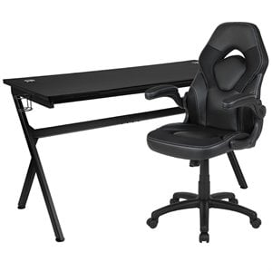 Flash Furniture Gaming Desk and Racing Swivel Chair Set in Black