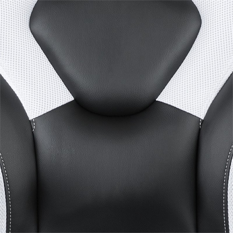 Flash Furniture Gaming Desk and Racing Swivel Chair Set in Black and White