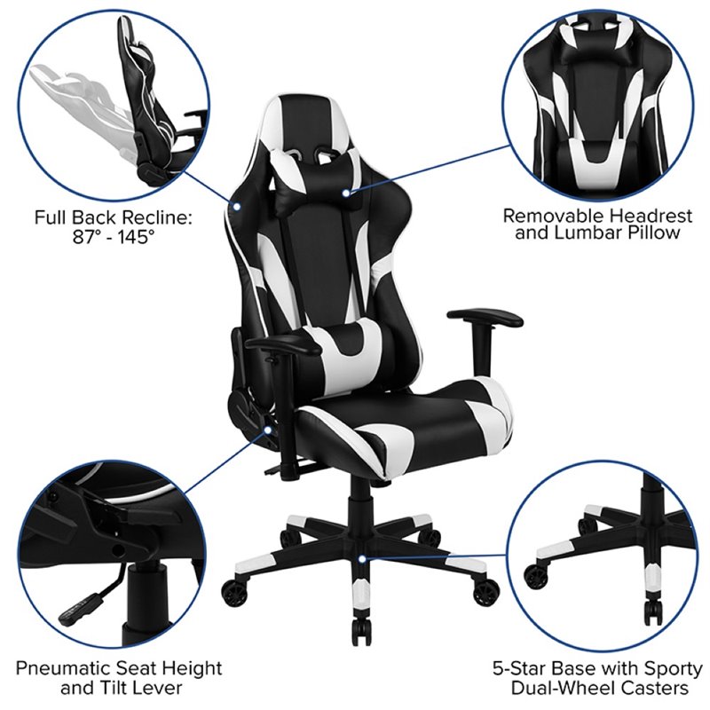Flash Furniture Gaming Desk and Racing Reclining Chair Set in Black